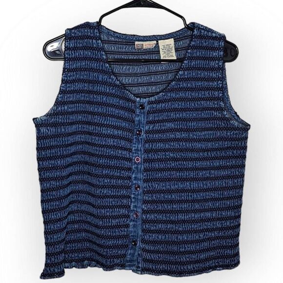 Faded Glory Tops - Faded Glory Vintage 90s Sleeveless Denim Ruffle Top size Small